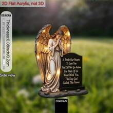 2D Flat Acrylic Praying Angel Stake, Waterproof And Scratch-Resistant, Cemetery Tombstone Memorial Decoration - L - View 8