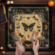 1PC Celestial Tarot Altar Cloth Suitable For Tarot Readings Moon Phase Ceremonies Meditation Spaces Table Cover For Witchcraft Practices Elegant Mandala Altar Cloth With Mystical Butterfly Design 12 Zodiac Signs Oracle Mat Boho Playmat Home Decor - Multicolor - View 5