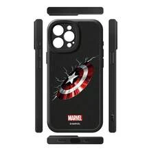 Miniso Marvel Captain America Shield Personalized Phone Case For Men, Compatible With IPhone 17 Pro Max/17 Pro/Air/16 Pro Max/15 Plus/14/13/IP 17/15 Pro/12 Pro/11/16 Plus, Drop-Proof And Scratch-Resistant Protective Case, Compatible With Apple - Black - View 3