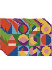 4pcs Geometric Colorful Modern Abstract Placemats, Heat Resistant Easy To Clean Washable, Holiday Decorative Placemats, Suitable For Kitchen, Home, Indoor/Outdoor Tabletop, Coffee Bar, Dining Table, Tea Break Party - Multicolor - View 11