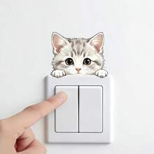 1pc Cute Cat Mini Switch Stickers, Removable Self-Adhesive Waterproof PVC Wall Stickers, Perfect For Bedrooms, Offices, Children's Rooms, Entryways, And Home Decor. - Wall Stickers - View 1