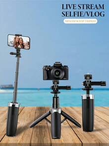 New Mini Aluminum Alloy Selfie Stick Tripod, Suitable For Webcam, Camera, Optional Phone Holder, Compatible With Multiple Phones, One-Click Telescopic, Adjustable Legs, Equipped With Rubber Feet, Stable, Outdoor Sports Tripod - View 1