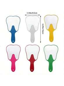 1pc 8.5*16cm New Handheld Makeup Mirror Cute Tooth-Shaped Beauty Mirror, High-Definition Small Mirror For Dental Clinic And Outpatient Use, Convenient Handle Flat Mirror - Multicolor - View 9