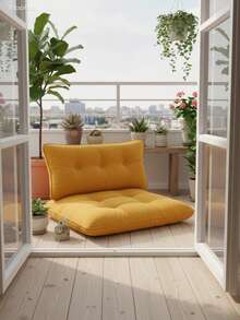 Premium Oversized Floor Pillow With Back Support - Indoor & Outdoor Versatile Seating - Soft Touch - Yellow - View 1