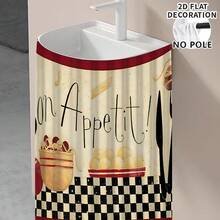 1pc, Home Decor, Food Theme Pattern Printed Table Skirt, Kitchen Small Curtain, Kitchen Cabinet Cover, With Curtain Holes, Easy To Hang, Rectangular, Machine Woven, Machine Washable, Kitchen Decoration And Accessories, Perfect For Kitchen Cabinets And Home Decor - Multicolor - View 6