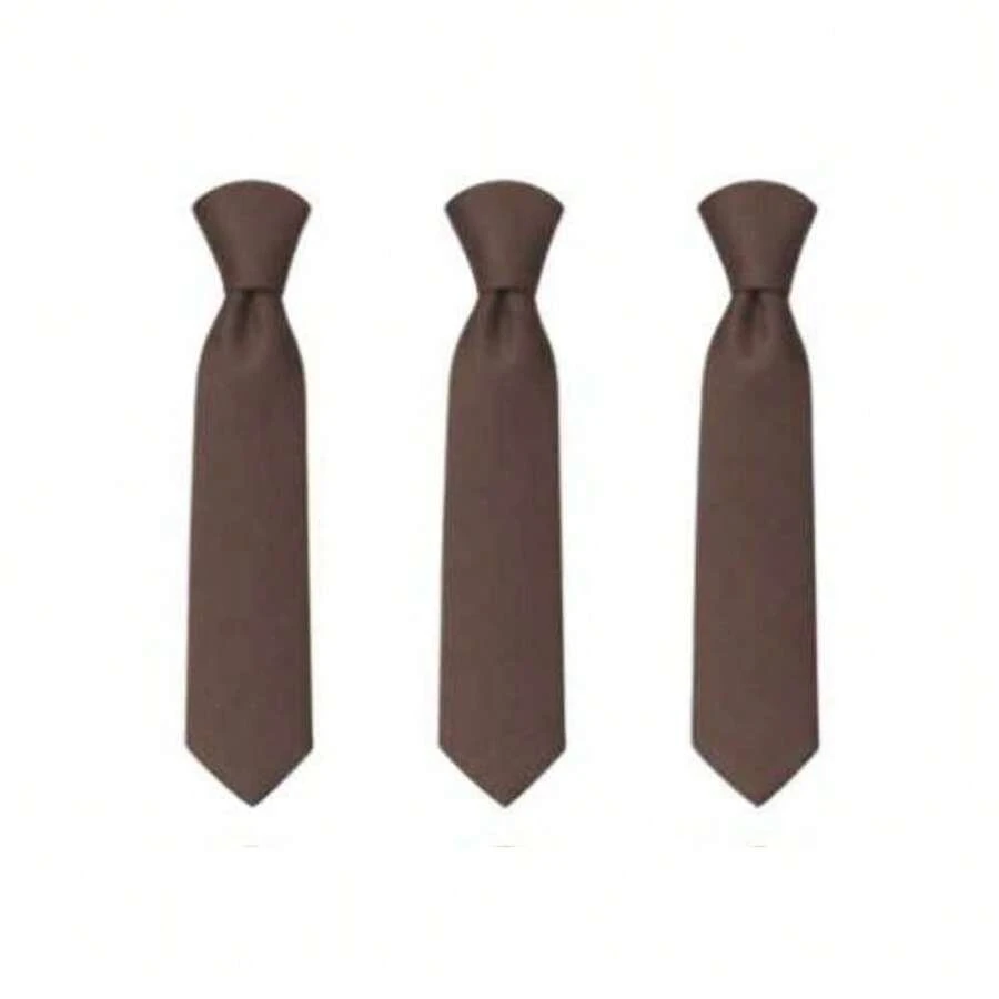 Set Of 3 Light Gray Ties For Groomsmen, Weddings, And Events - Óxido marrón - Ver 1