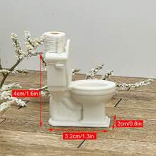 1pc Toilet Model + 1pc Toilet Paper Roll Model, Realistic Plastic Model Decor, Perfect For Decorating Your Model House Bathroom - 1 Toilet + 1 Roll Of Toilet Paper - View 4