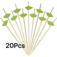 200/100/50/20/10 chiếc tăm xiên thức ăn hình lá xanh nhiệt đới, que trái cây cocktail, tăm xỉa răng lạ mắt, xiên tre 4,7 inch cho tiệc Hawaii, Giáng sinh - màu xanh lá - Xem 13