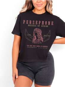 1 Retro  Goddess T-Shirt, Greek Mythology T-Shirt, Mythology T-Shirt, Funny Black T-Shirt For Book Lovers, 180g 100% Cotton. - 黑色 3 - 查看 1