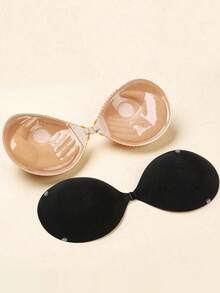 2/1 pieza Sujetador adhesivo de 3cm de grosor con efecto push-up, sujetador invisible sin espalda y sin tirantes, realzador de busto reutilizable - Multicolor - Ver 1