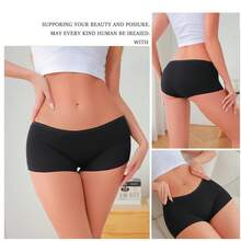 Bragas sin costuras para mujer, Boxers deportivos, ropa interior femenina de Color sólido, calzoncillos cómodos, lencería acogedora, calzoncillos íntimos S-XL - Albaricoque - Ver 3