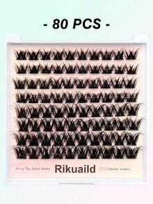Rikuaild 80入 D捲度 濕亮感人造貂毛 DIY 睫毛簇，柔軟濃密蓬鬆，濕妝效果，可重複使用，適合日常眼妝，新手友善 - D - 查看 6