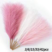 3/6/15/33/42支人造蘆葦草,55cm/21.65in,蓬鬆仿真花,可選粉色、白色、深粉色,人造蘆葦,仿真蘆葦草,適用於居家農舍風裝飾、波希米亞風裝飾、花瓶填充、房間裝飾、婚禮中心裝飾 - 白粉紅深粉紅 - 查看 2