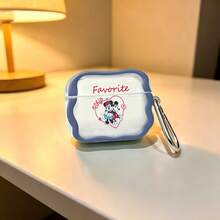 Disney Mickey & Minnie With Favorite & #Ship Text Print AirPods Case Cute Transparent Shockproof Shell With Keychain Compatible With AirPods 1/2/3/4 And Pro/Pro 2 Nd Generation Suitable For New AirPods Pro 3 Stocking Stuffers The Girlfriend. - Transparent - View 4