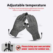 Electric Heated Gloves, Winter Warm Gloves, Knitted Gloves, Smart 3-Level Temperature Control, Double-Sided Heating, Automatic High-Temperature Cut-Off, USB Connection Supported. The Best Winter Gift - View 16