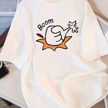Modern Summer T-Shirt, Loose Fit, Round Neck, Versatile, Comfortable And Casual For Women, Youthful, Fashionable, Energetic, Short Sleeve For Everyday Use - 黑 - 查看 2