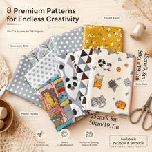 8pcs 25*25/50*50cm Cartoon Animal Print Fabric DIY Patchwork DIY Sewing Material Fabric Suitable For Handmade Patchwork Sewing Projects And Craft Making, Fabric, Sewing Supplies - Variant - View 3