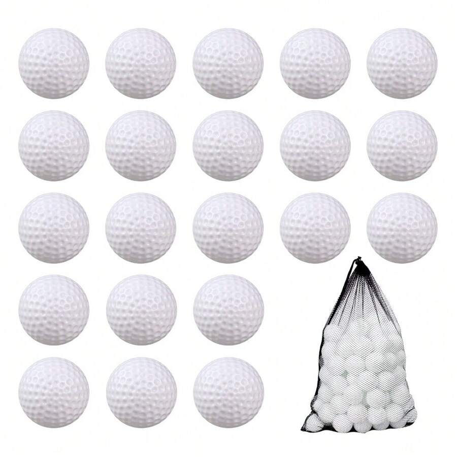 24 50 100 Pack Plastic Golf Balls Hollow Lightweight Practice Balls For Indoor Outdoor Training Golf Party Decorations - 100/包,白色 - 查看 1