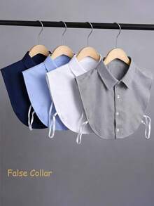 4/2/1 Camisas de Cuello unicolor para Hombres y Mujeres de Cuatro Estaciones, Camisas de Cuello Alto para Mujeres, Camisas con Bajo Decorativo, Ropa Formal Multifuncional. - Multicolor - Ver 2