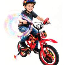 Bicicleta Realista Tipo Moto Para Niños R16 Rodada Con Casco - Rojo - Ver 1