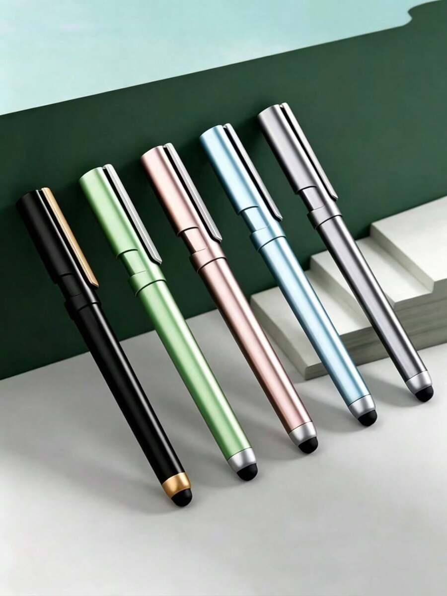 1pc 2-In-1 Stylus Ballpoint Pen, Suitable For Students, Dual-Use Capacitive Touch Screen Pen, Universal For Phone/Tablet, 5 Colors Available: Green/Pink/Blue/Grey/Black, Back To School - A - View 1