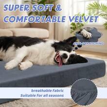 DUJUIKE Dog Bed Cover - Soft Plush Replacement Cover, 100% Waterproof, Soft Fleece/Velvet Material; Waterproof And Removable/Washable Dog Bed Cover (Dark Gray) - Dark Grey - View 3