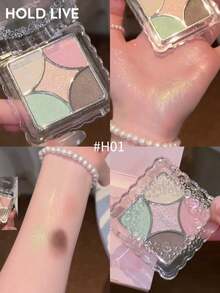 HOLD LIVE Luminous Nebula Eyeshadow Palette, 5-Color Satin Finish, Portable Small Eyeshadow, Low Saturation Fresh Mint Color H01 - H01 - View 1