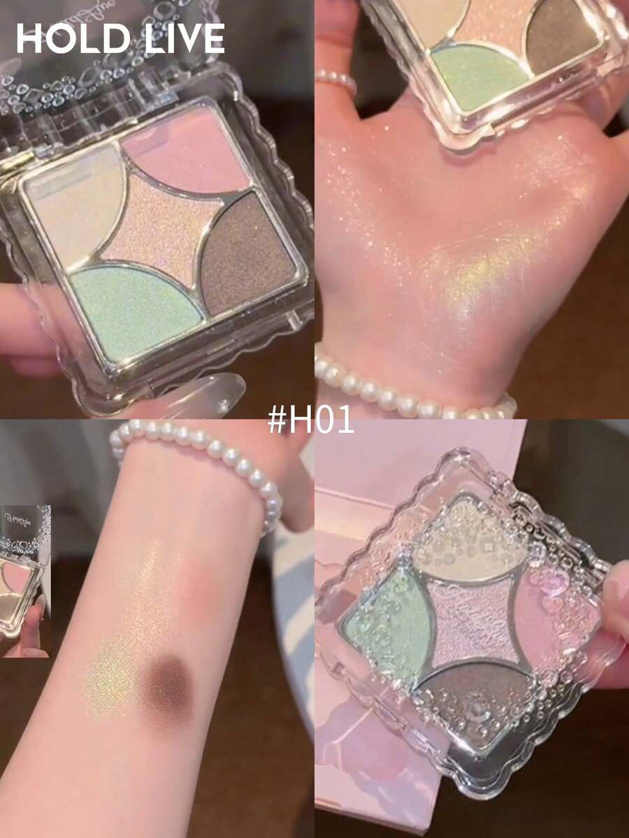 HOLD LIVE Luminous Nebula Eyeshadow Palette, 5-Color Satin Finish, Portable Small Eyeshadow, Low Saturation Fresh Mint Color H01 - H01 - View 1