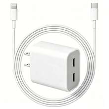 20W 雙孔充電器適配器附 3.3FT/6.6FT USB-C 轉 Lightning 傳輸線，快速充電套組，相容於 14 13 12 11 系列 - 查看 1