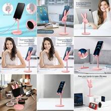 2026 New - 1pc - ABS Material - Adjustable Height - Cartoon Rabbit Phone Holder, Desktop Height Adjustable Telescopic Tablet Stand, Suitable For Office, Study, Cooking, Travel, Live Streaming, Desktop, Home Relaxation And Other Scenarios (Slight Color Difference May Occur Due To Shooting Angle, Scene And Lighting, Which Is Normal And Does Not Affect Use) - New Rabbit Stand - View 10