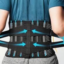 3D Back & Waist Support, 6 Back Support Straps, Unisex Adjustable Straps, Soft Breathable Woven Fabric Waist Support - Black - View 2