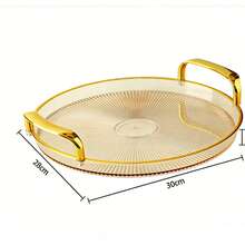 Nordic Style Multipurpose Decorative Serving Tray With Handle And Gold Detail - Table Decoration - Transparent Brown Color - View 8