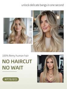 DNE HAIR 4Pcs Clip In Human Hair Extensions 8 Clips Double Weft Invisible Design P76/613# Highlighted Light Blonde And Blonde Real Human Hair 12-18 Inch Durable & Anti-Shedding Soft Thick Texture Suitable For Full Head Wear Daily Wear Holiday & Seasonal - S18/613 - View 7