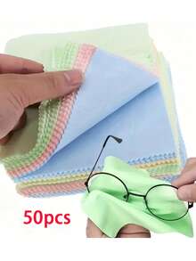 10/50/100pcs Reusable Microfiber Cleaning Cloths For Glasses, Camera Lenses & Smartphone Screens - Thick Soft Unscented Wipes, Scratch-Free, Random Colors, Glasses Cleaner - Multicolor - View 11