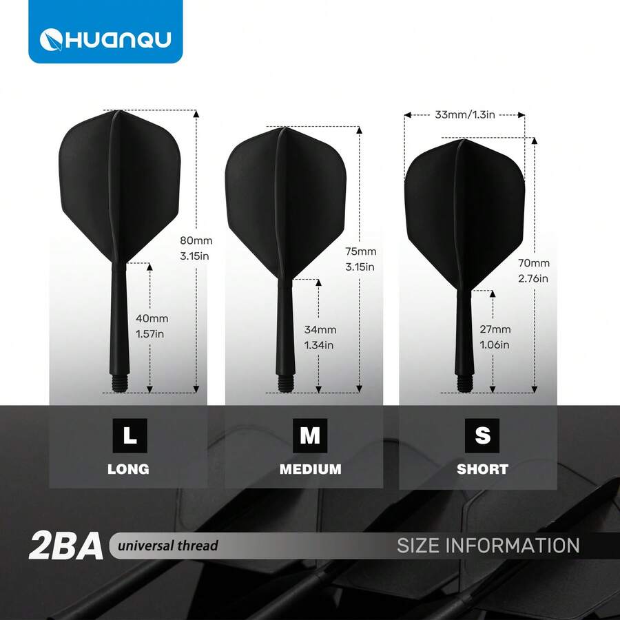 HUANQU 6 PIÈCES 2BA Plumes de fléchettes professionnelles universelles à filetage, Set de plumes de fléchettes d'une seule pièce, plumes de fléchettes professionnelles, anti-collision, ne se plient pas facilement, accessoires de fléchettes, manches de fléchettes universels 70 mm/75 mm/80 mm court/moyen/long, 8 options de couleurs - Multicolore - Voir 1