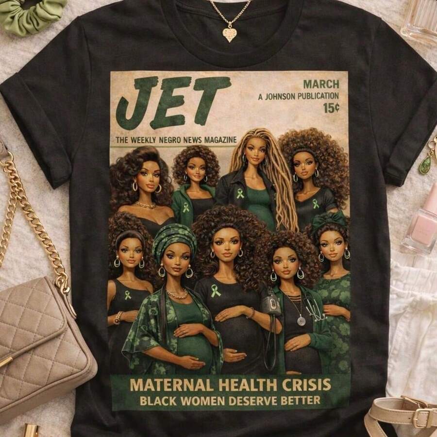 JET Afro Glamour Graphic T-Shirt, Magic T-Shirt, Retro Fashion T-Shirt, Afro-Centric Streetwear T-Shirt, Vintage Inspiration, Black, Breathable And Comfortable. - 黑6 - 查看 1