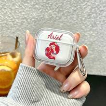 Disney The Little Mermaid Ariel Floral AirPods Case Cute Transparent Shockproof Shell With Keychain Compatible With AirPods 1/2/3/4 And Pro/Pro 2 Nd Generation Suitable For New AirPods Pro 3 Stocking Stuffers The Girlfriend. - Transparent - View 5