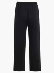 Men's Wide Leg Sweatpants, Premium Soft Warm Fabric, Drawstring, Pocket, Streetwear, Winter, Autumn - 黑色 - 查看 2