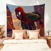 1pcs M Arvel Superhero Series S Pider-Man Theme Tapestry, Superhero Patter Wall Hanging Fabric Poster Cool Comic Art Background Blanket, Modern Home Fashion Decor, For Living Room Bedroom College Dorm Game Room Home Decor Fans Gift - 彩色 - 查看 3