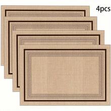 Multi-Pack Linen-Style Placemats With Classic Border Designs. 100% Polyester, Non-Slip, Heat-Resistant, Easy To Clean. Neutral Tone, Perfect For Everyday Meals And Home Decor. - Multicolor - View 14