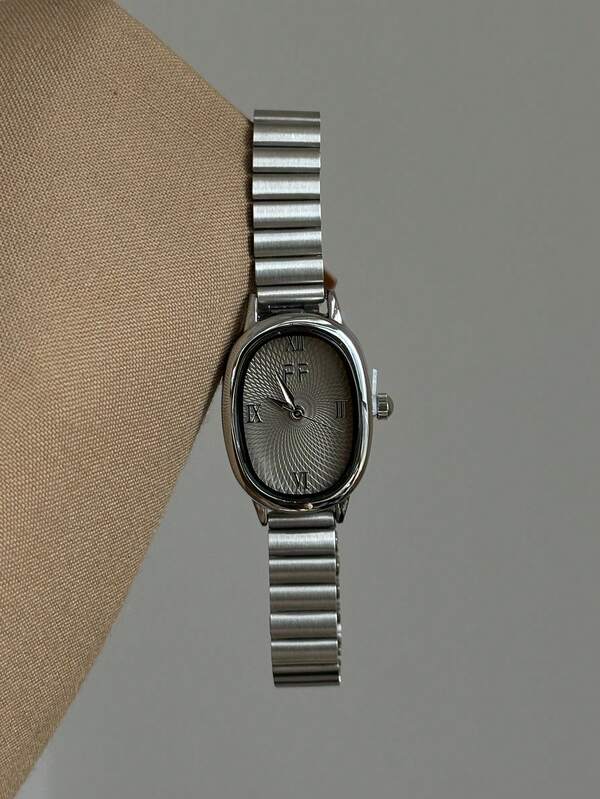 1pc Gold/Silver Square Bamboo Joint Quartz Watch, Suitable For Daily Wear, Birthday Gift, Christmas