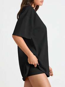 beja] Adorable Camiseta Casual de Mujer con Gráfico de Abeja, Cuello Redondo y Manga Corta Transpirable para Primavera-Verano, Perfecta para Atuendos Informales, Fiestas y el Uso Diario WPNY - Negro - Ver 4