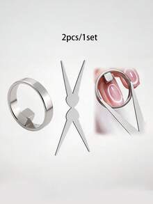3D Round Magnetic Nail Stickers And Cat-Eye Magnetic Rings, Designed Specifically For Round Nails. Perfect For Nail Salons, DIY Enthusiasts, And Brides, As Well As For Valentine's Day And Christmas Gifts-An Easy-To-Use Magnetic Nail Design Kit. - Silver - View 10