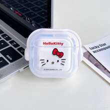Sanrio Hello Kitty Classic Bow & Face AirPods Case Cute Transparent Shockproof Shell With Rotating Bracket Compatible With AirPods 1/2/3/4 And Pro/Pro 2 Nd Generation Suitable For New AirPods Pro 3 Stocking Stuffers The Girlfriend. - Sil - View 4