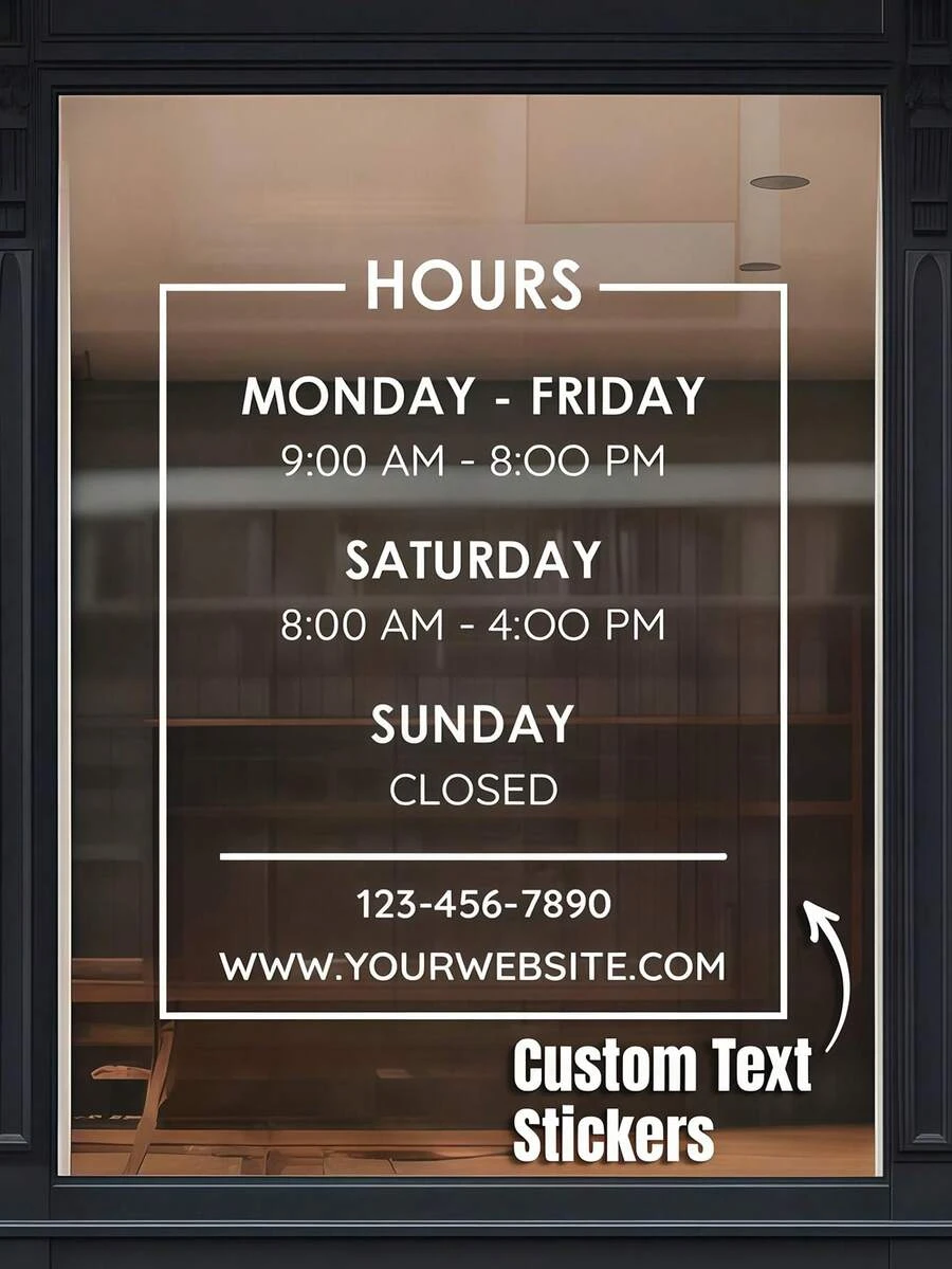 Custom Business Hours Sticker - Business Hours Door Sign | Store Open/Closed Sign - Store Business Hours | Window Decal - Multicolor 09 - View 1