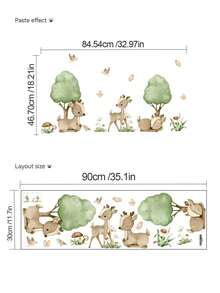 mama look 1pc, Multi-Size, Animal Forest, Wishing Bottle On Tree, Pine Tree, Brown Bear, Small Animals On Big Tree, Cute Little Deer, PVC Self-Adhesive Removable Wall Sticker, Suitable For Bedroom, Living Room, Study, Dining Room, Bathroom, Home Wall Decor, Room Decor, Etc. - Multiple Styles - View 11