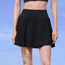CAMEL CROWN Women's Outdoor Tennis Skirt, Summer Sun Protection, Quick-Dry, Anti-Exposure, Solid Color Casual Sports Training Skirt - Phantom Black - View 6