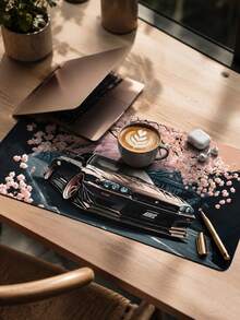 XXL Extra Large Cherry Blossom Racing Car Anime Mouse Pad, Japanese Racing Style Extended Desk Mat, High-Density Smooth Fabric Surface, Non-Slip Rubber Base, Waterproof And Anti-Curling, Gamer Gift, Graduation & New Year Gift, Suitable For E-Sports Room, Office, Study Desk, Computer Mouse Pad, Keyboard & Mouse Protector - View 8