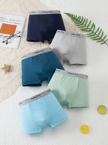 Niño pequeño 5piezas/Paquete Calzoncillos tipo bóxer para niños con cintura con letras - Multicolor - Ver 1