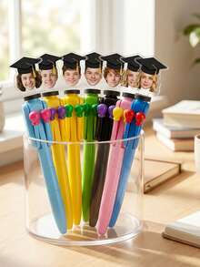 Custom Graduation Photo Retractable Pen, Printed With Portrait And Graduation Cap Patterns. Suitable For Daily Writing By Students And Teachers, It Is An Ideal Gift For Graduation Season, Back-To-School Season And Birthdays - Multicolor - View 4